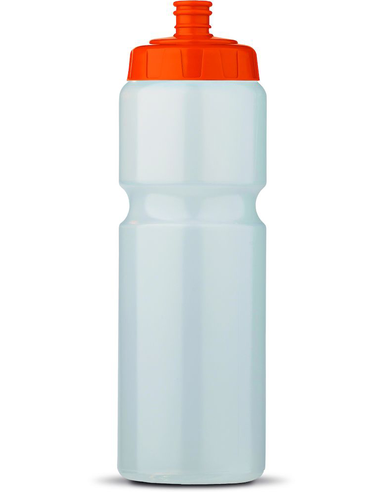 Sportsflaske med logo, Transparent med Oransje topp