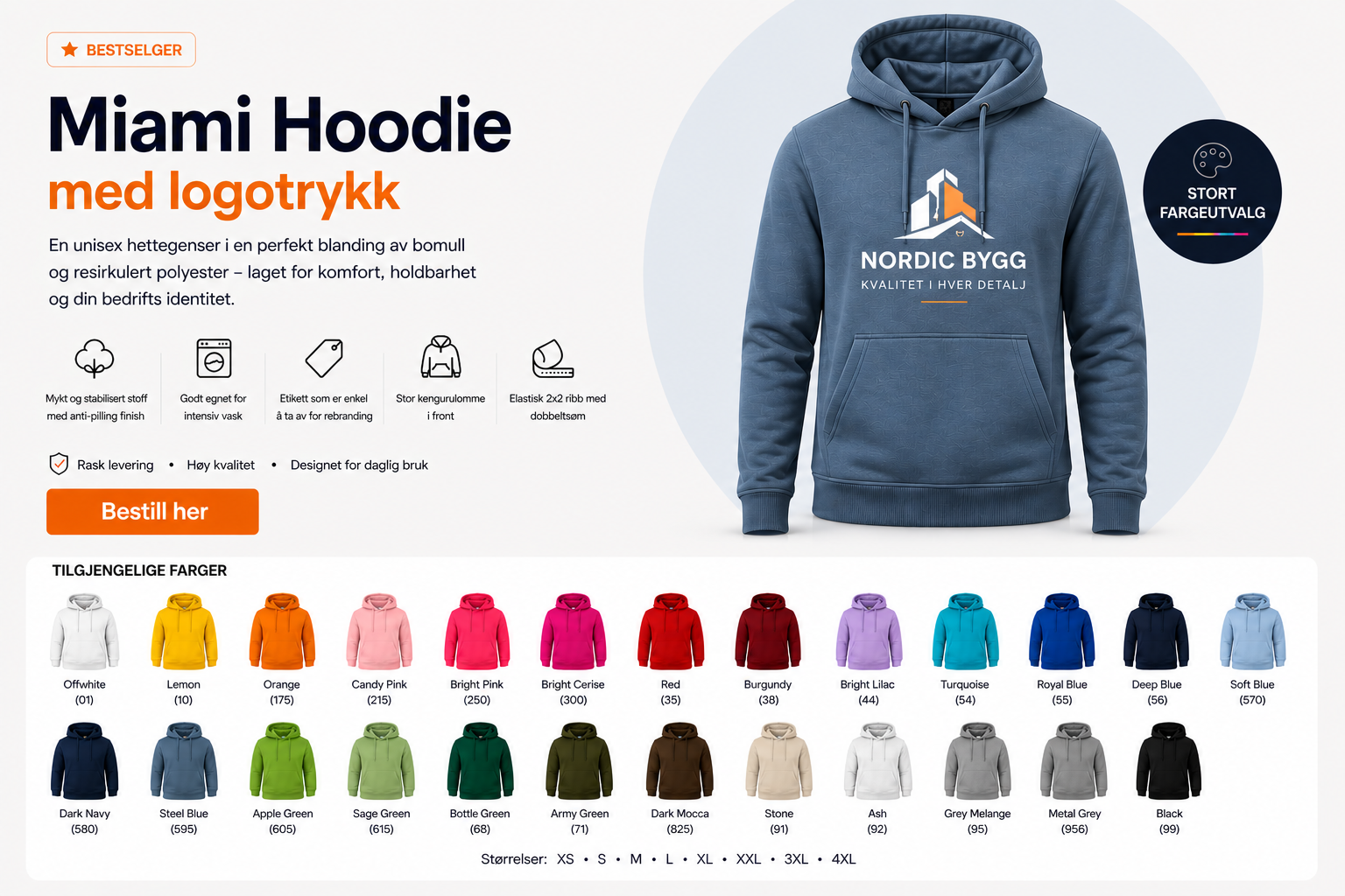 Miami hoody hettegenser med logotrykk miami hoody hettegenser med logotrykk