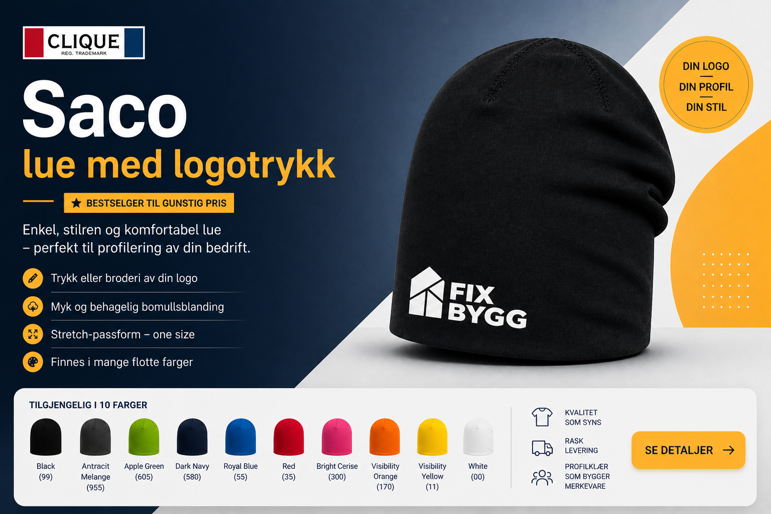 saco lue med logotrykk