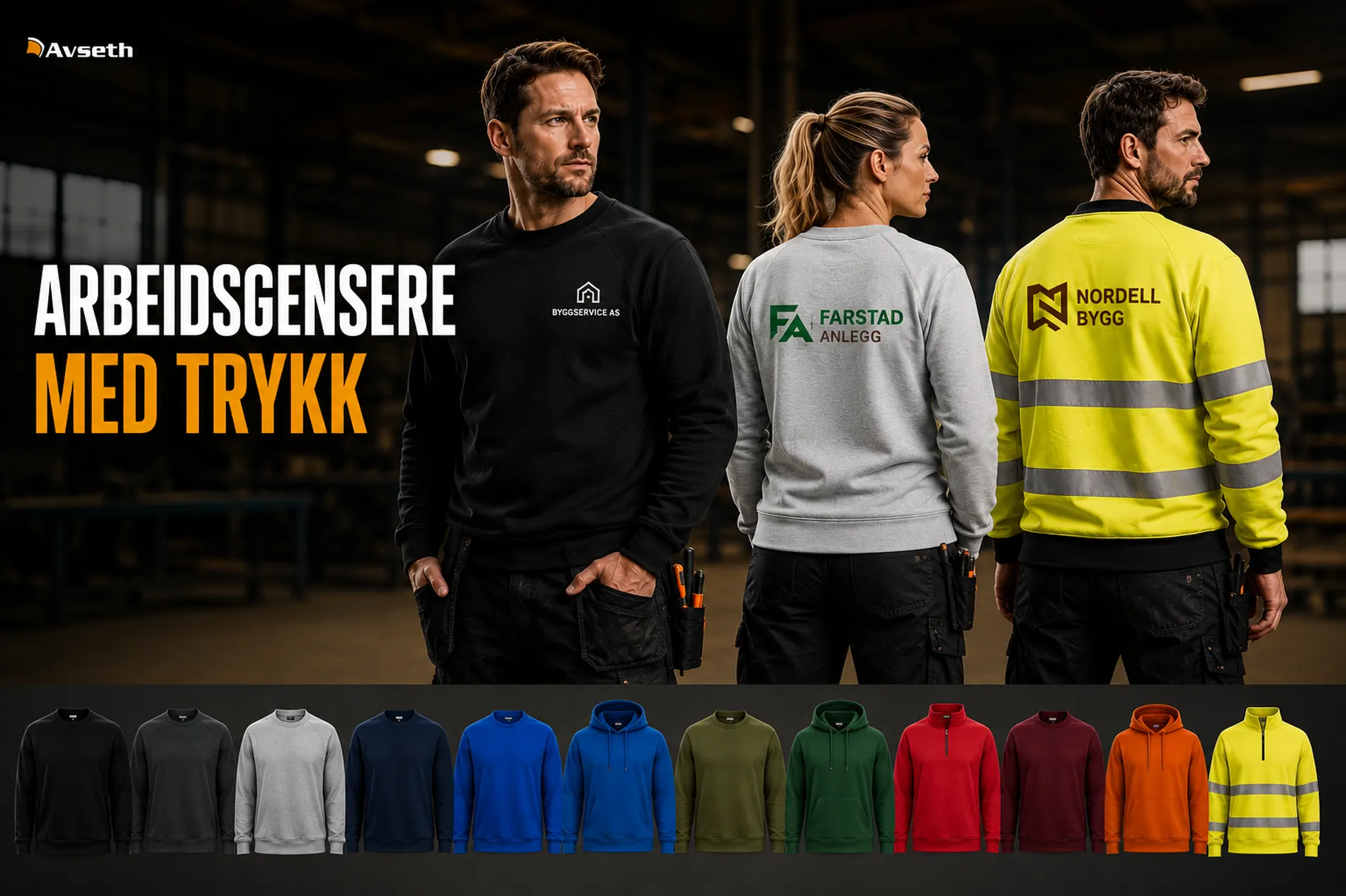 Arbeidsgensere med trykk | Avseth Arbeidsgensere med trykk i ulike farger og modeller